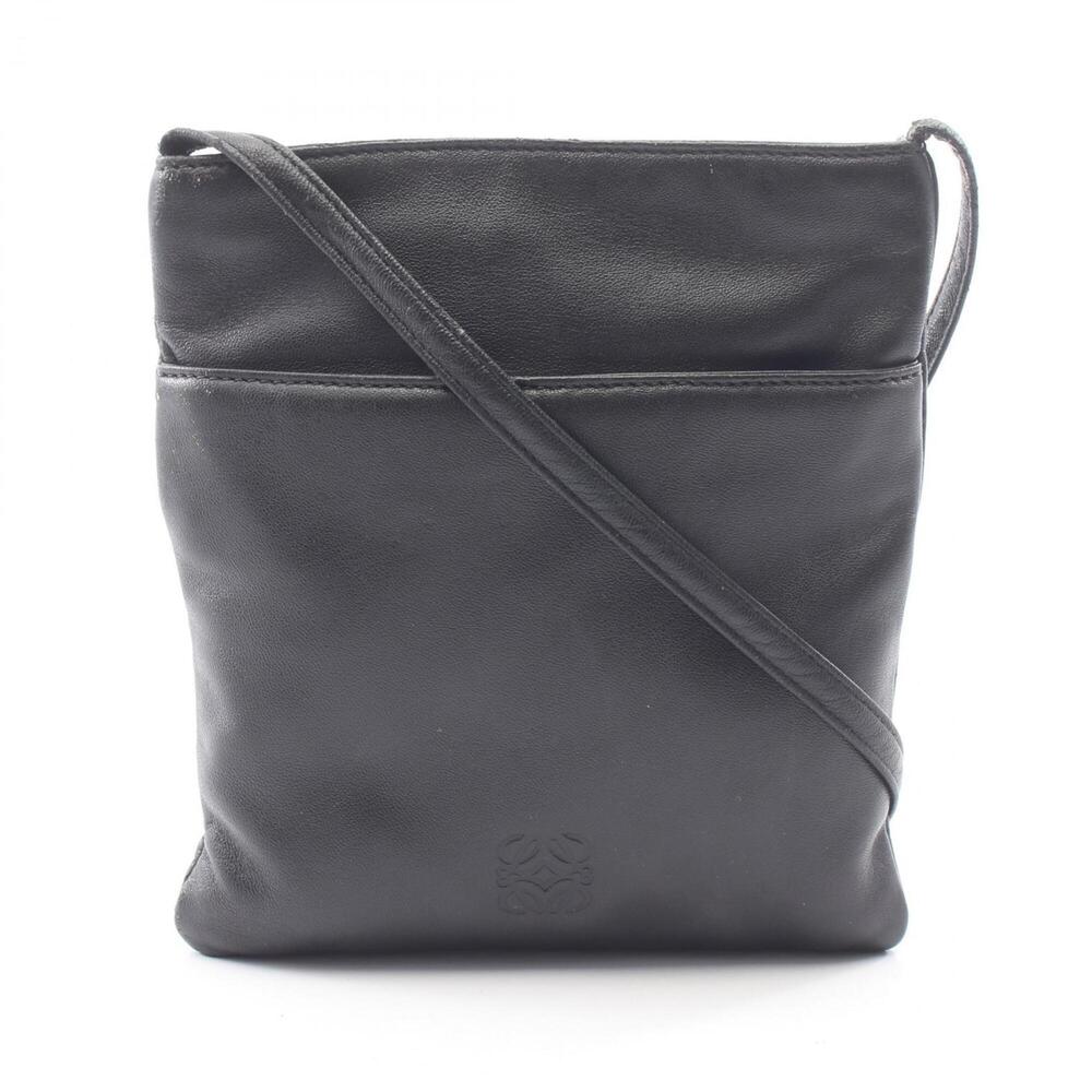 Loewe Anagram Shoulder Bag Handbag Leather Women's Black